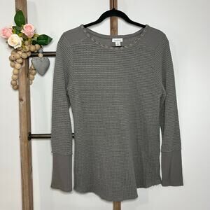 Sundance Long Sleeve Gray Thermal Waffle‎ Knit Top Size Small